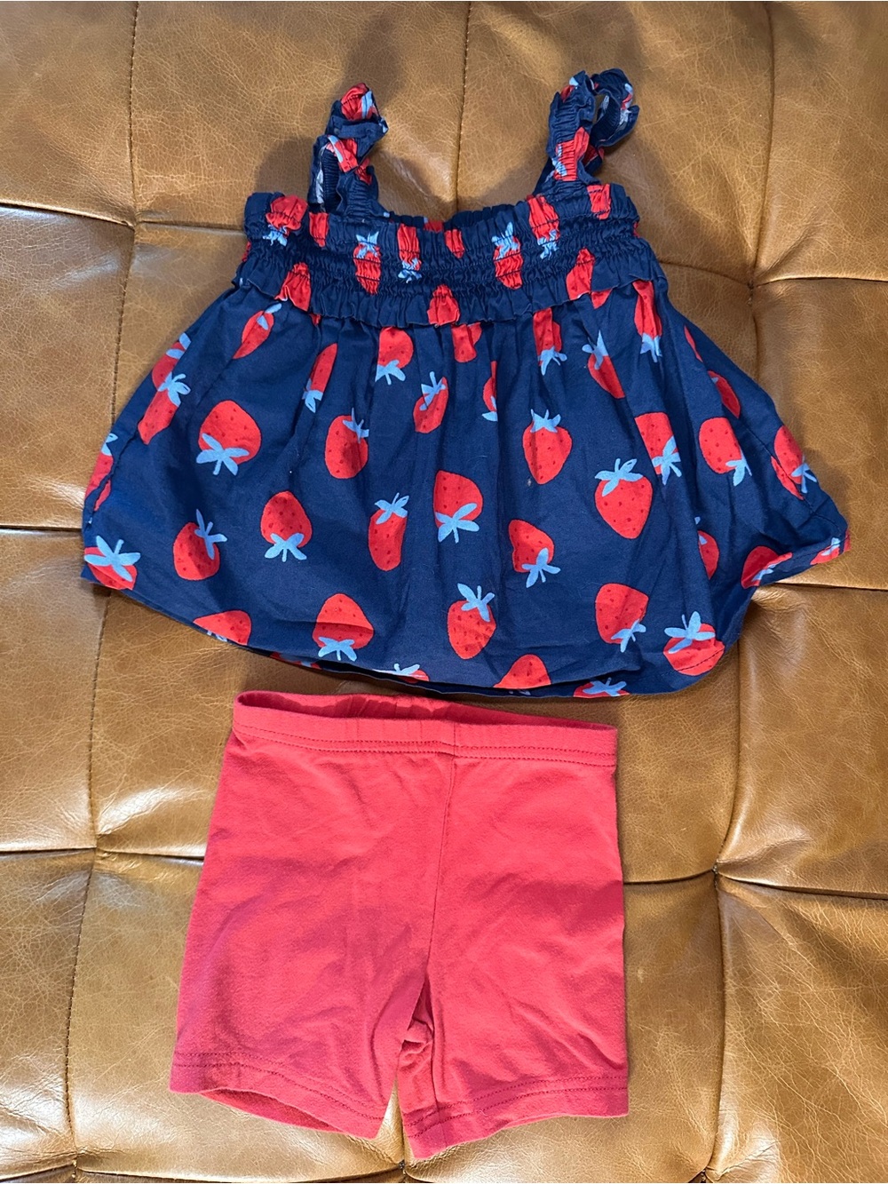 Carter's Navy Strawberry Print Tank Top & Red Shorts Set